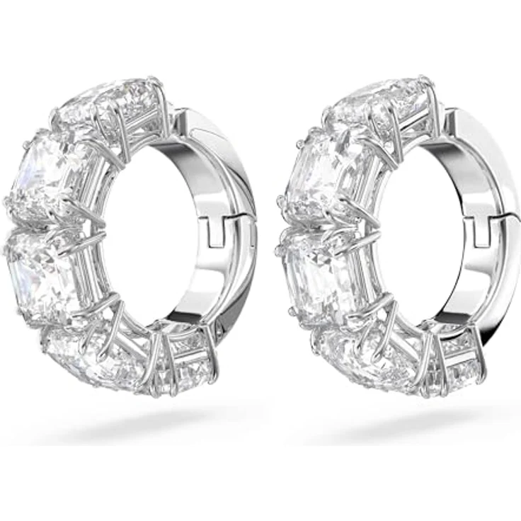 Swarovski Matrix Ohrclips, Kissenschliff, Weiß, rhodiniert, elegante Damen-Ohrringe – Bild 3