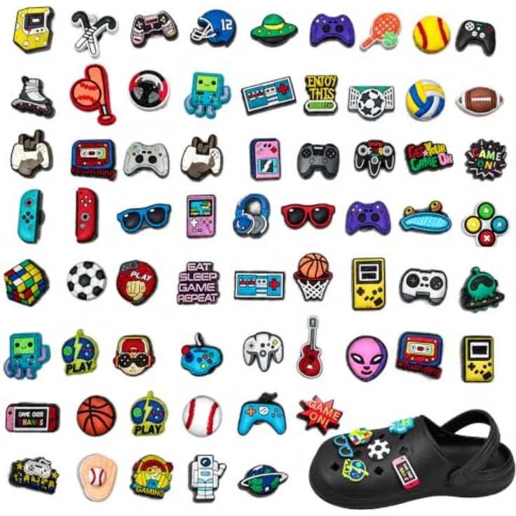 Cloxtralon 65 Clog-Charms, Set mit verschiedenen Motiven aus robustem und waschbarem PVC, für Clogs und Sandalen