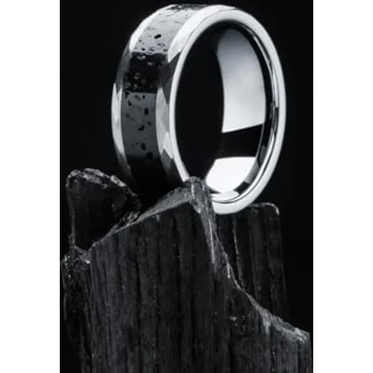 Holzkern Fingerring Sumo Lava/Wolfram, Herrenring aus mehrfarbigem Material, Größe 62, 8 mm Breite – Bild 2