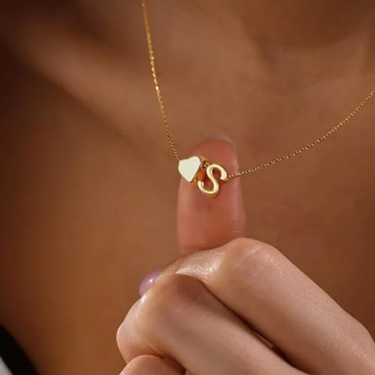 TINGN Herz Halskette mit Buchstaben, 14K vergoldete Damen-Halskette mit Initial Z, 40 CM lange Kette für Frauen und Mädchen, personalisierte Geschenke – Bild 4