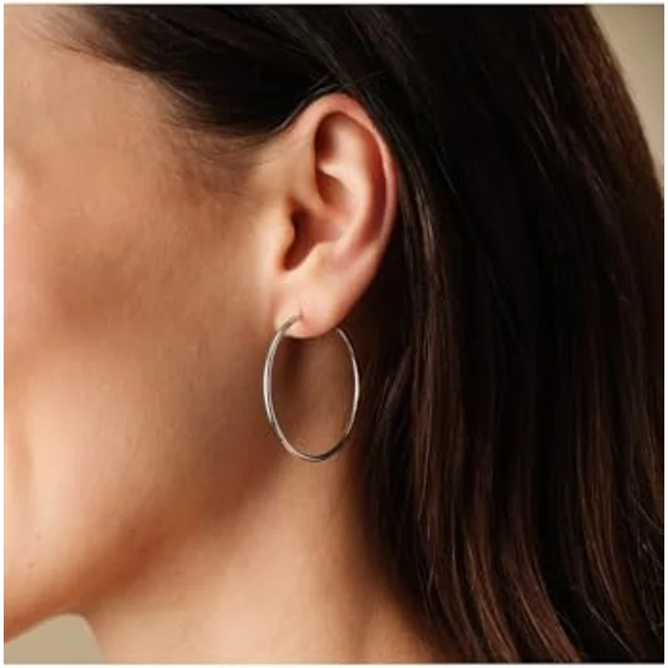 FAVS Damen-Creolen, 925er Silber, Durchmesser 30 mm, klassisches Design – Bild 4