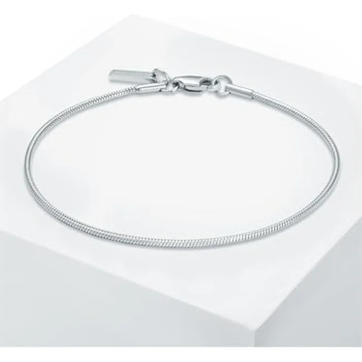 True Rebels Edelstahl Schlangenarmband für Herren, silber, mit Karabinerverschluss, kratzfest und robust – Bild 3