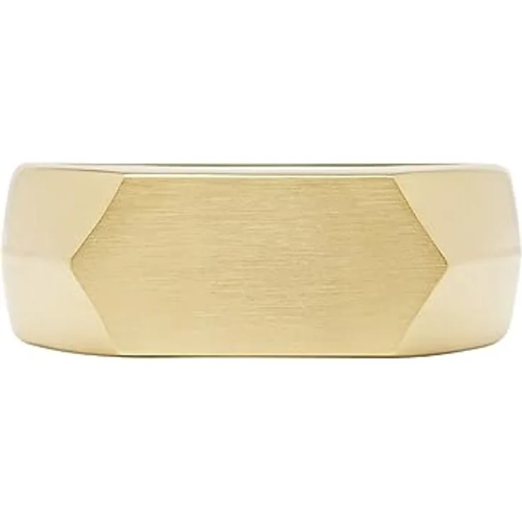 FOSSIL Herren-Edelstahlband Ring, goldfarben mit schwarzem Finish, poliert