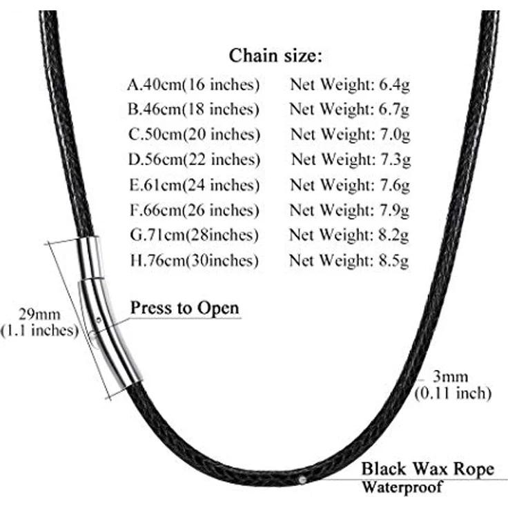 Richsteel Lederkette Herren Choker, 2/3mm breit, Schwarz/Braun, mit Drehverschluss, 40-76 cm, ideal für Männergeschenke – Bild 5