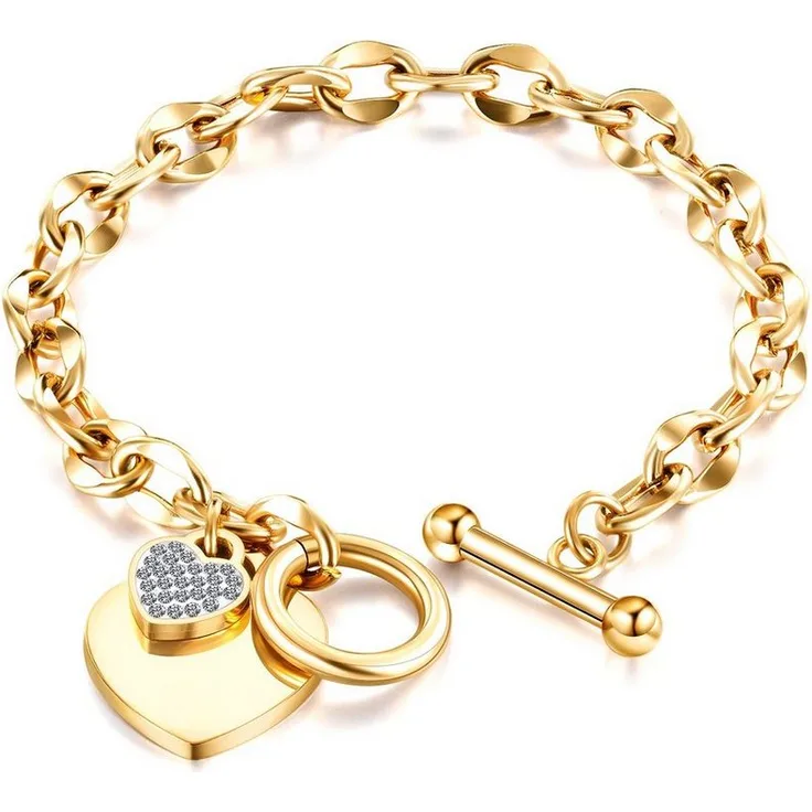 COLLEZIONE ALESSANDRO Armband Strassherz, hochwertiger Edelstahl mit romantischem Design, silber