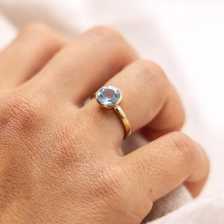 Fascination by Ellen K. Damen Ring 375/- Gelbgold mit natürlichem Blautopas, glänzend, inkl. Etui – Bild 3