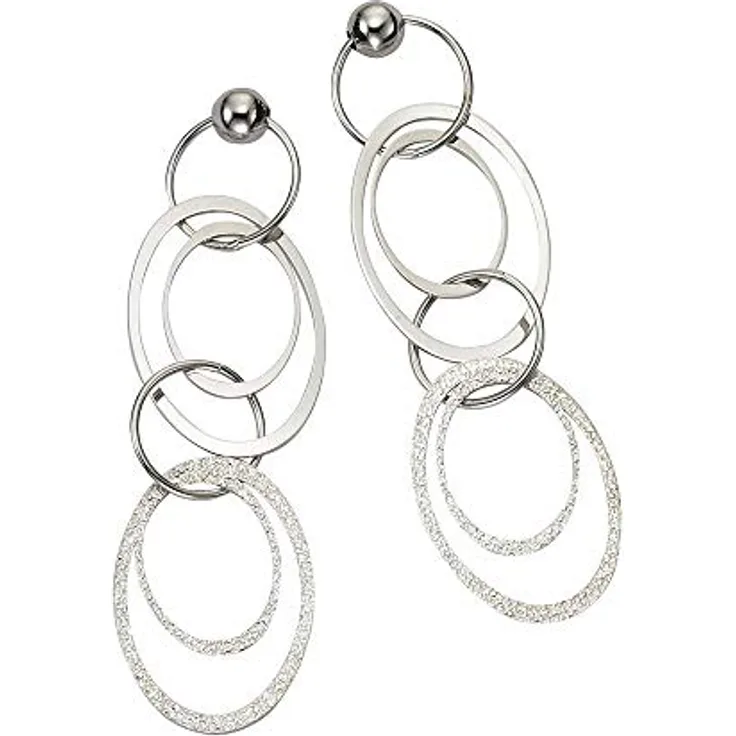 Celesta Silber Ohrring 925 Sterling Silber, diamantierte Ohrstecker mit sicherem Pin-Verschluss, 60 cm hängend im Geschenketui