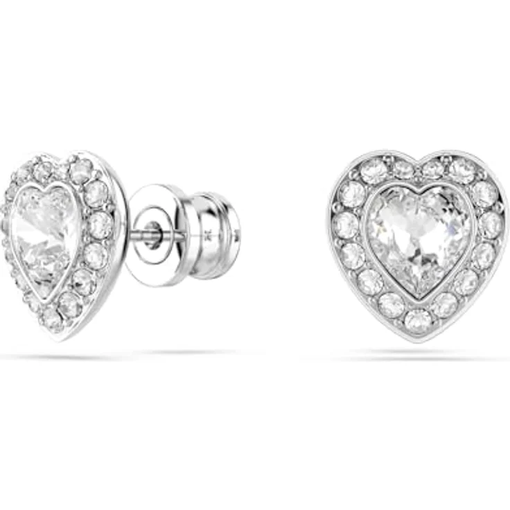 Swarovski Ariana Grande x Swarovski Ohrstecker, rhodinierte Ohrringe mit Kristallherzen in klarem Pavé, Größe: 1 x 0.9 cm – Bild 3
