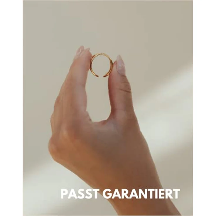 GD GOOD.designs Ring X-Form, verstellbarer Damenring aus hautverträglichem Edelstahl mit 18 Karat Vergoldung, Ringgröße 52-60, silber – Bild 3