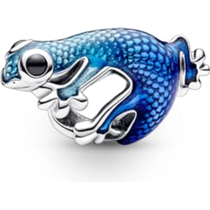 PANDORA Moments Metallic-Blaues Gecko Charm aus Sterling Silber, mit lebensechtem Schuppenmuster, kompatibel mit Moments Armbändern, 792701C01 – Bild 1