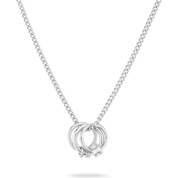 LIEBESKIND BERLIN Lora-Serie, Damen Schmuckset aus Edelstahl mit Kette (45 cm), Ohrringen & Armband, ineinander verschlungene Ringe