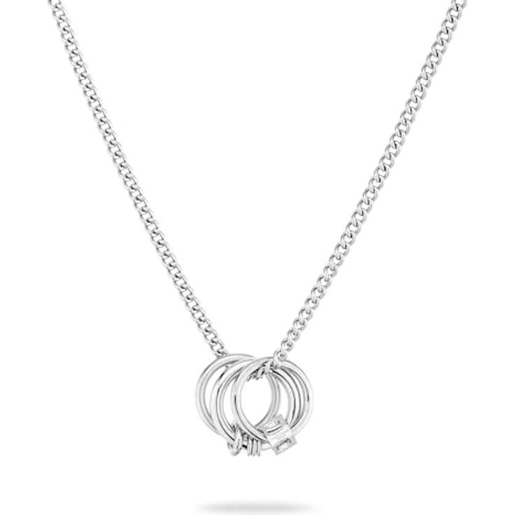 LIEBESKIND BERLIN Lora-Serie, Damen Schmuckset aus Edelstahl mit Kette (45 cm), Ohrringen & Armband, ineinander verschlungene Ringe – Bild 1