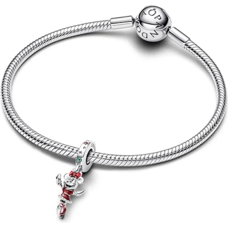 PANDORA Moments Disney Minnie Maus Eislaufen Charm-Anhänger, Sterling Silber mit Emaille-Details, kompatibel mit Moments Armbändern, 793530C01 – Bild 3