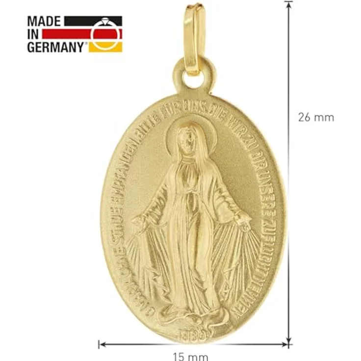 trendor Milagrosa Anhänger 585 (14K) Gold Medaille Madonna, beidseitig geprägt, 20 x 15 mm, stilvolle Geschenkidee für Damen und Herren – Bild 4
