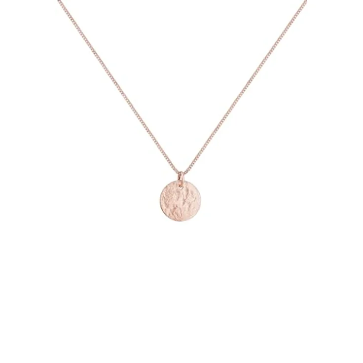 Elli Halskette Damen Plättchen Anhänger Gehämmert, 925 Sterling Silber vergoldet, handgefertigt, anlaufgeschützt – Bild 2
