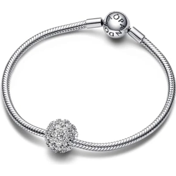 PANDORA Timeless Funkelndes Rundes Pavé-Charm mit 88 Zirkonia, Sterling-Silber, kompatibel mit Moments Armbändern, 792630C01 – Bild 5