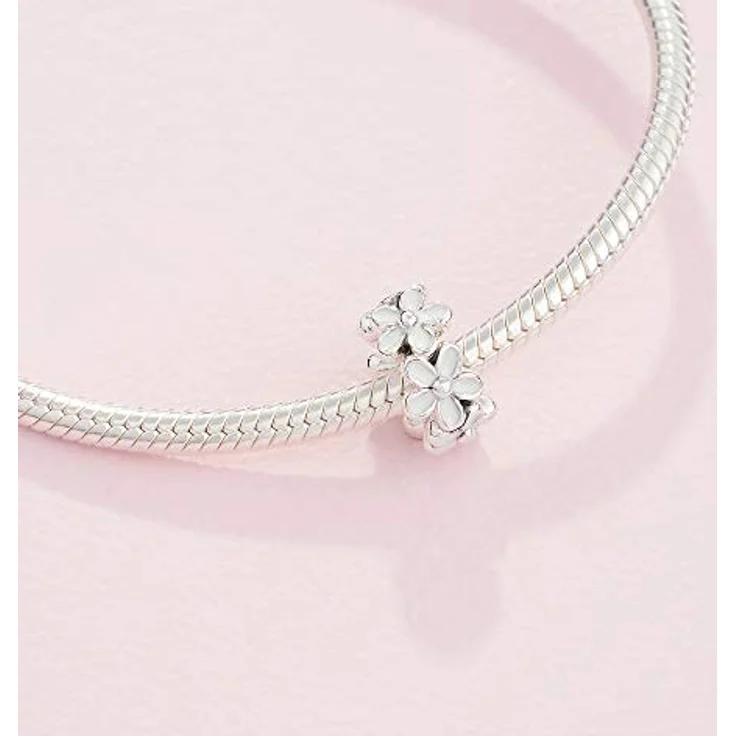 PANDORA Zwischenelement Liebliche Gänseblümchen, Charm aus 925er Sterling Silber mit emaillierten Gänseblümchen, 11 x 5,5 mm – Bild 4