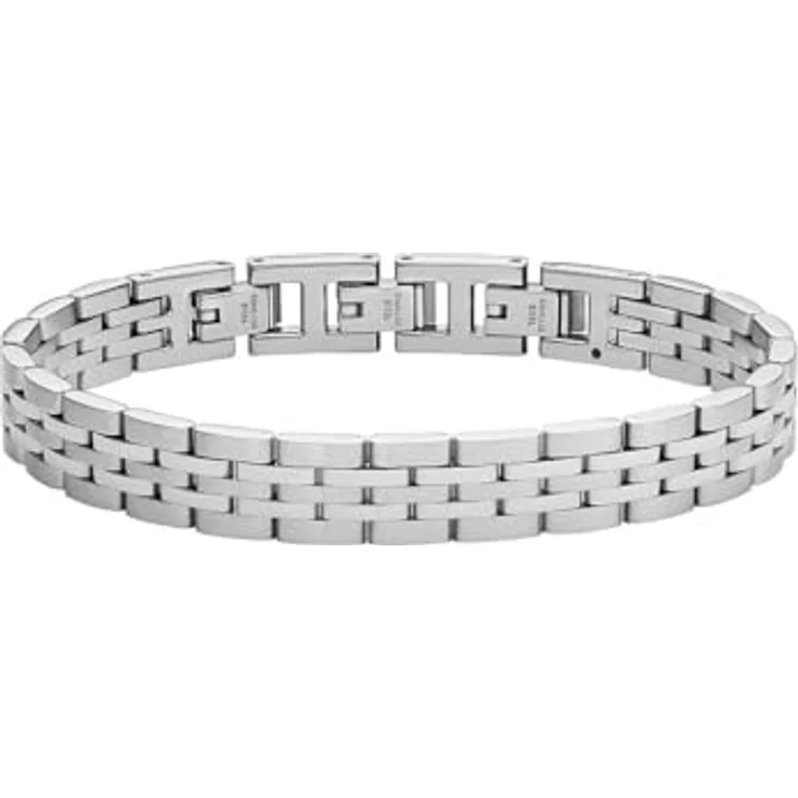Fossil Herrenarmband, Edelstahl Silberfarben, Matt und glänzend, mit Faltverschluss – Bild 1