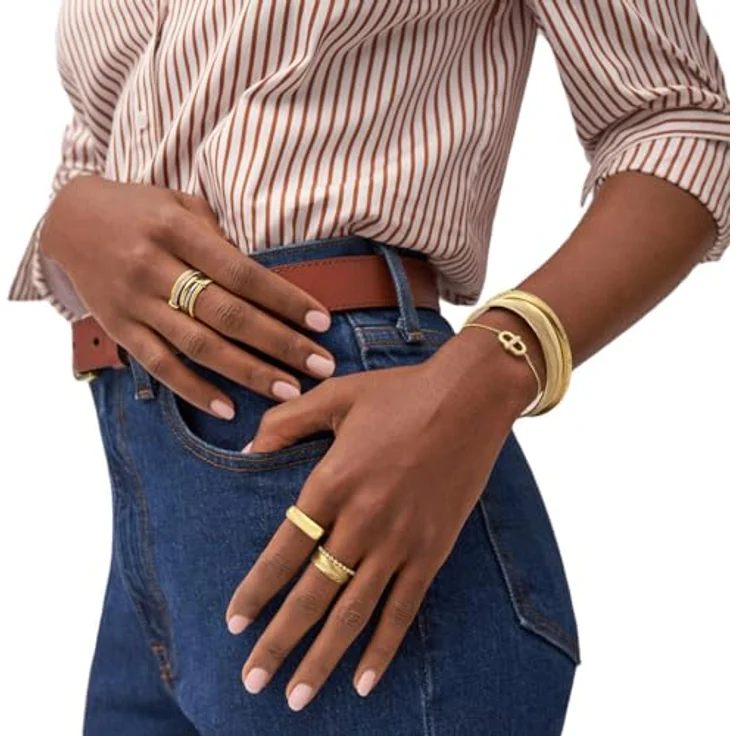 Fossil Prestack-Ring für Damen All Stacked Up, Edelstahl Bicolor, poliert, Größen 16-20 – Bild 3