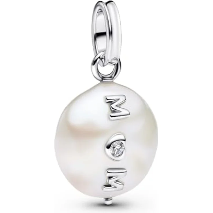 PANDORA Charm-Anhänger mit barocker Süßwasser-Zuchtperle und Zirkonia, Sterlingsilber, silberfarben, One size – Bild 1