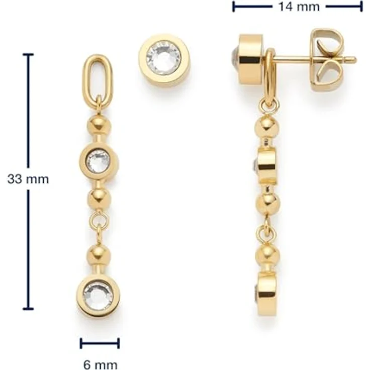 JEWELS BY LEONARDO Ohrstecker Bobby, goldfarbene Edelstahl Ohr-Hänger mit glitzernden Steinen und abnehmbarer Verlängerung, 1 Paar, Geschenk für Frauen, 024808 – Bild 2
