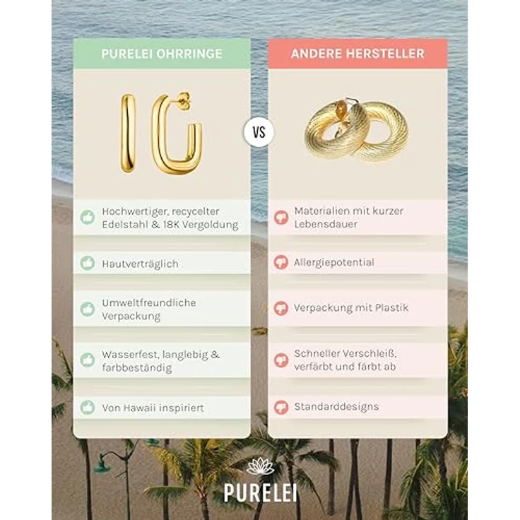 Purelei Hula Ohrringe, Wasserfeste Edelstahl Creolen in Gold, 20 mm, perfekt für Layering-Looks, Geschenk für Frauen – Bild 4