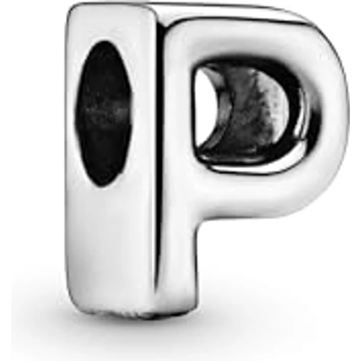 PANDORA Moments Buchstabe P, wendbares Alphabet-Charm aus Sterling-Silber mit geprägten Herzen und Perlen, kompatibel mit Armbändern der Moments Kollektion – Bild 2