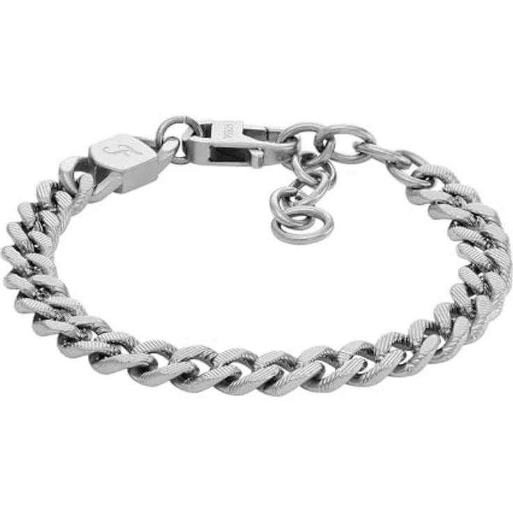 Fossil Herrenarmband Harlow Linear Texture Chain, Edelstahl in Silber mit Hummerschließe – Bild 1