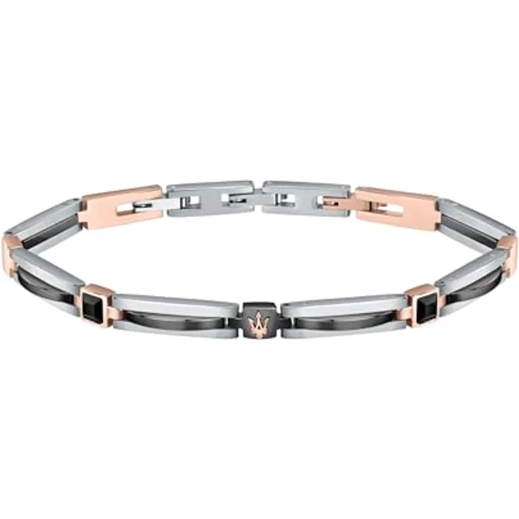 Maserati Ceramic Herren Armband JM223ATZ19, elegantes Armband mit Clip-Verschluss, 210 mm, Edelstahl-Glieder