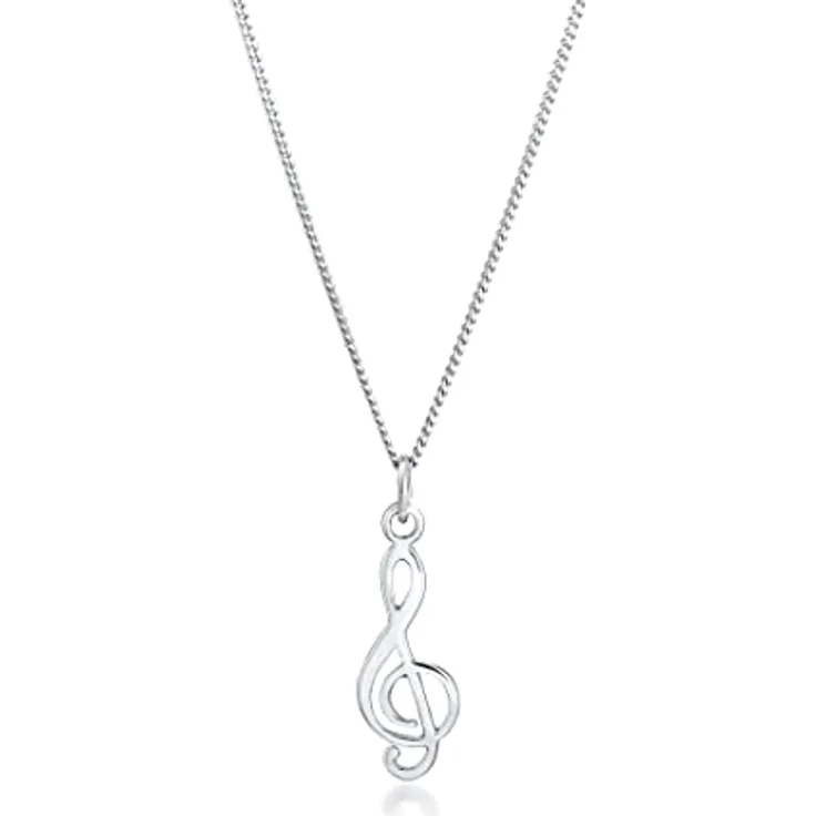 Elli Halskette Damen Notenschlüssel aus 925 Sterling Silber, handgefertigt, anlaufgeschützt