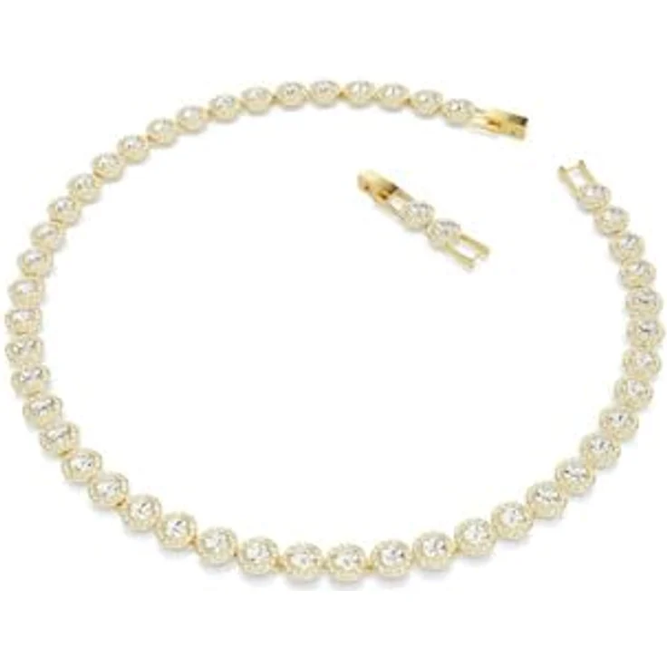 Swarovski Una Angelic Tennis Halskette, Weiße, Vergoldete Damenhalskette mit Rundum Strahlenden Kristallen, 38-41 cm Länge – Bild 2