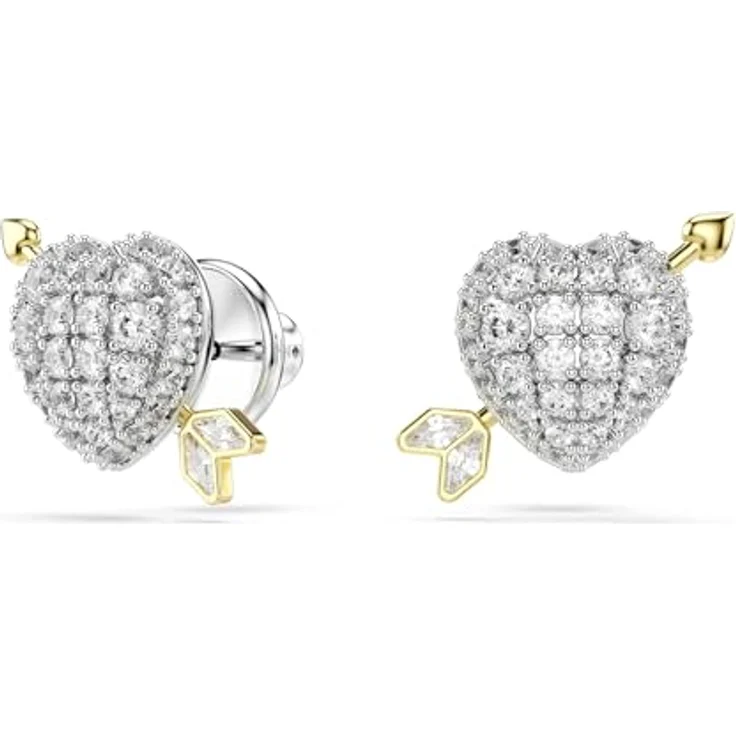 Swarovski Idyllia Ohrstecker, Herz mit Pfeil, Weiß, Metallmix, verschiedene Schliffe – Bild 2