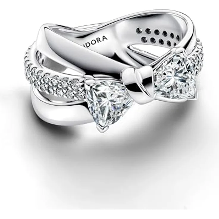PANDORA Timeless Funkelnde Schleife Überkreuzter Ring aus Sterling Silber mit Zirkonia, Größe 52, ideal für festliche Anlässe – Bild 2
