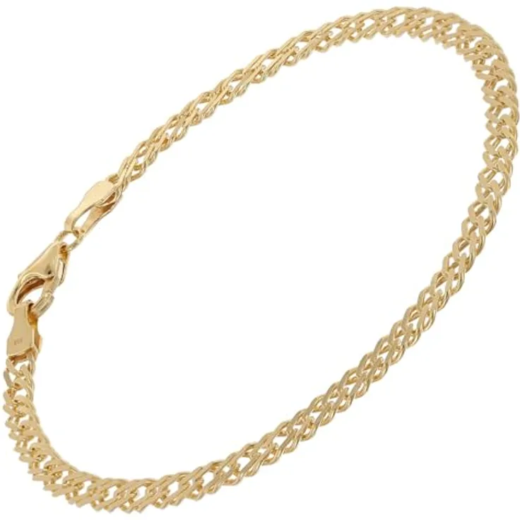 trendor Armband Zwillingspanzer 925 Silber goldplattiert, 3,9 mm, 19 cm, hochwertiger Armschmuck für Damen und Herren