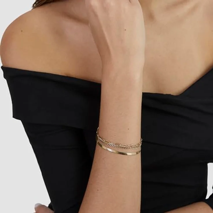 s.Oliver Bracelet, Armband aus poliertem Edelstahl, gold, Panzerkette verstellbar bis 21 cm, wasserfest & hautfreundlich – Bild 2