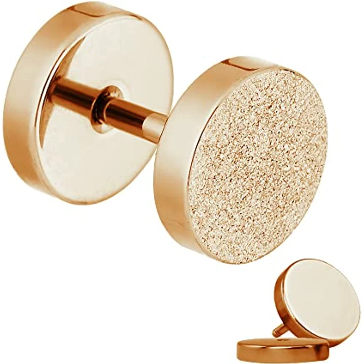 Treuheld® Fake Plug Ohrstecker 6mm, Roségold in Diamant Glitzer Optik, Chirurgenstahl, Unisex Schraubverschluss – Bild 2