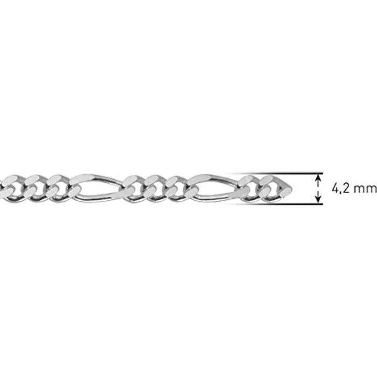 trendor 925 Sterling Silber Figaro-Halskette für Herren, 4,2 mm breit, 55 cm, diamantierte Oberfläche, sicherer Karabiner-Verschluss, ideales Geschenk – Bild 5