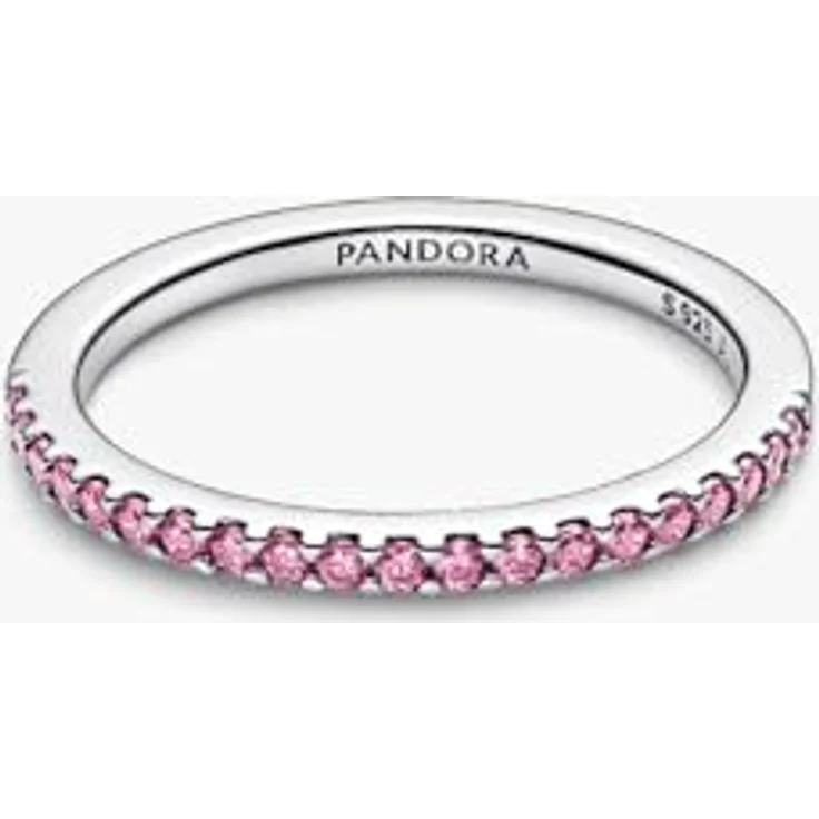 PANDORA Damenring Silber mit funkelnedem pinkfarbenen Band, Zirkonia, Ringgröße 60/19,1 – Bild 4