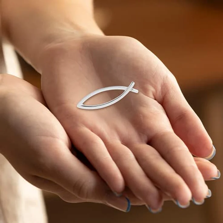 MaMeMi Anstecknadel ICHTHYS Fisch silberfarben, 2 cm religiöser PIN für Damen & Herren – dezentes Design, Geschenk zur Konfirmation, Kommunion, Taufe – Bild 4