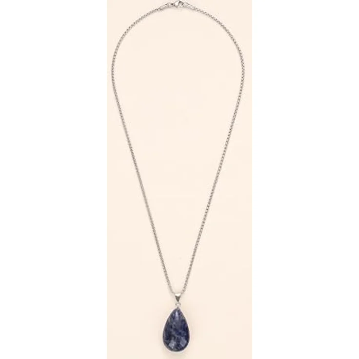 COAI Wassertropfen Halskette Damen, Edelstahl mit Sodalith Anhänger 30*20*11mm, 50cm Länge – Bild 5