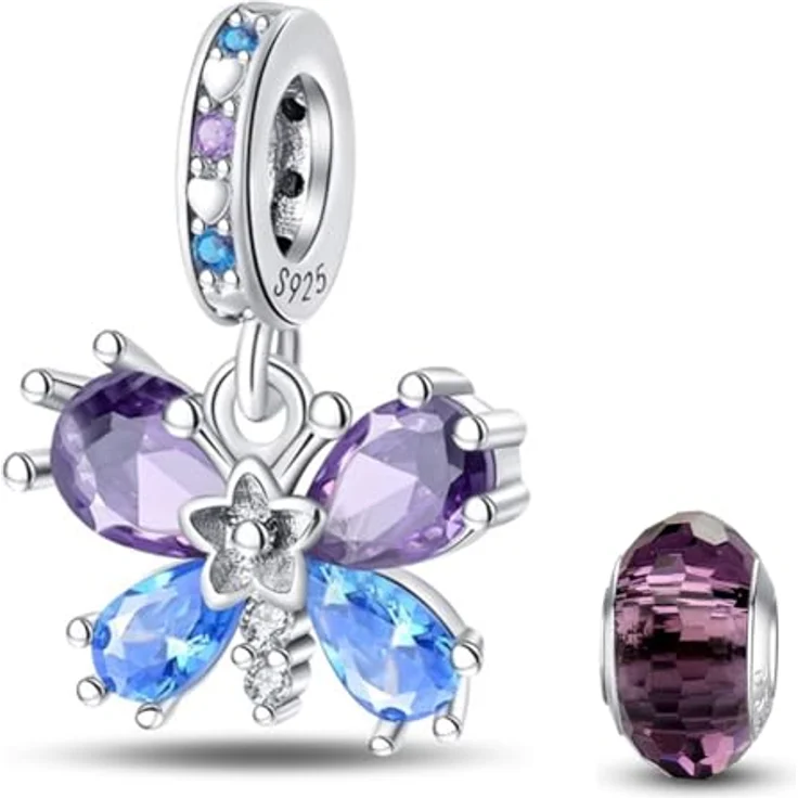 HappyStar 925 Sterling Silber Dangle Charm, I LOVE MOM Bead für Pandora Armbänder, inklusive kostenloser Abstandsperle und Geschenktasche – Bild 1