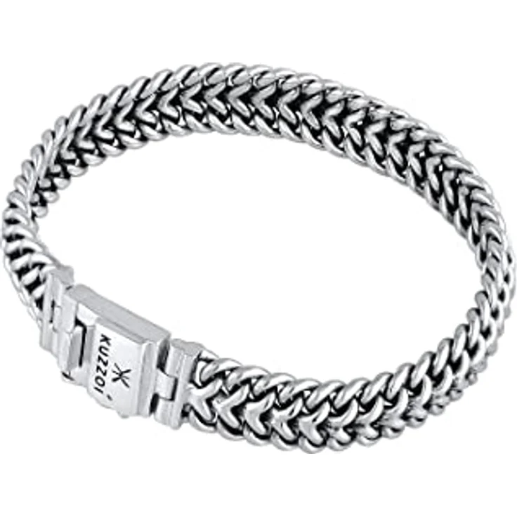 Kuzzoi Silber-Armband für Herren, Handgefertigtes Buddha Panzer-Armband aus 925er Sterling Silber, 15mm Breit, 60g Schwer, Luxuriöser Sicherheitsverschluss mit Gravur – Bild 2