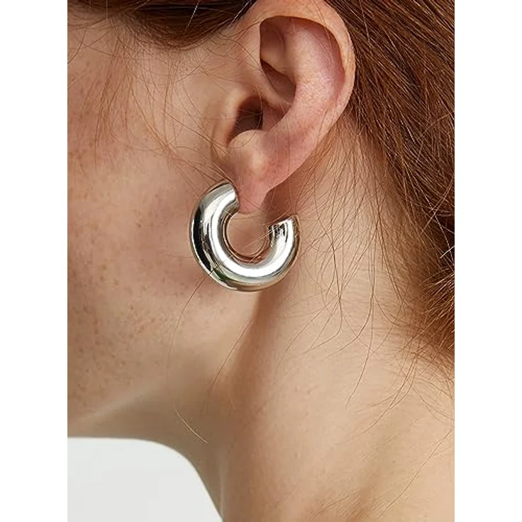 Elegance 11 designs Wasserdichte, klobige Silbercreolen, 30 mm, leichte, hypoallergene Edelstahl Ohrringe für Damen, laufen nicht an, handgefertigt, in Geschenkbox – Bild 2