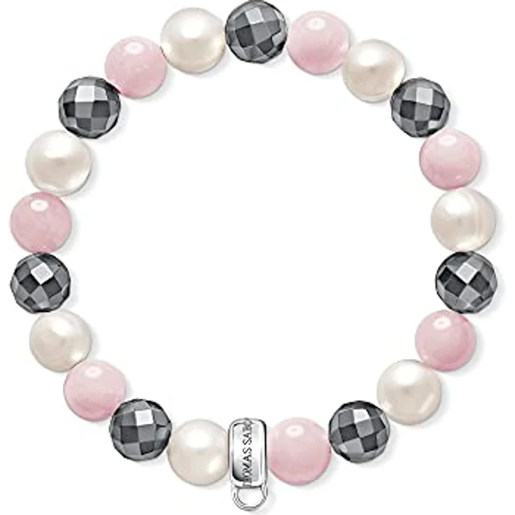 THOMAS SABO Charm-Armband 925 Sterling Silber mit Süßwasserzuchtperlen und Rosenquarz, X0188-581-7 – Bild 1