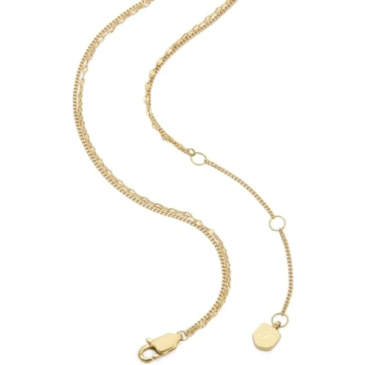 FOSSIL Runde goldfarbene Edelstahl-Halskette mit Anhängern, 40,64 cm, poliert, Karabinerverschluss – Bild 5