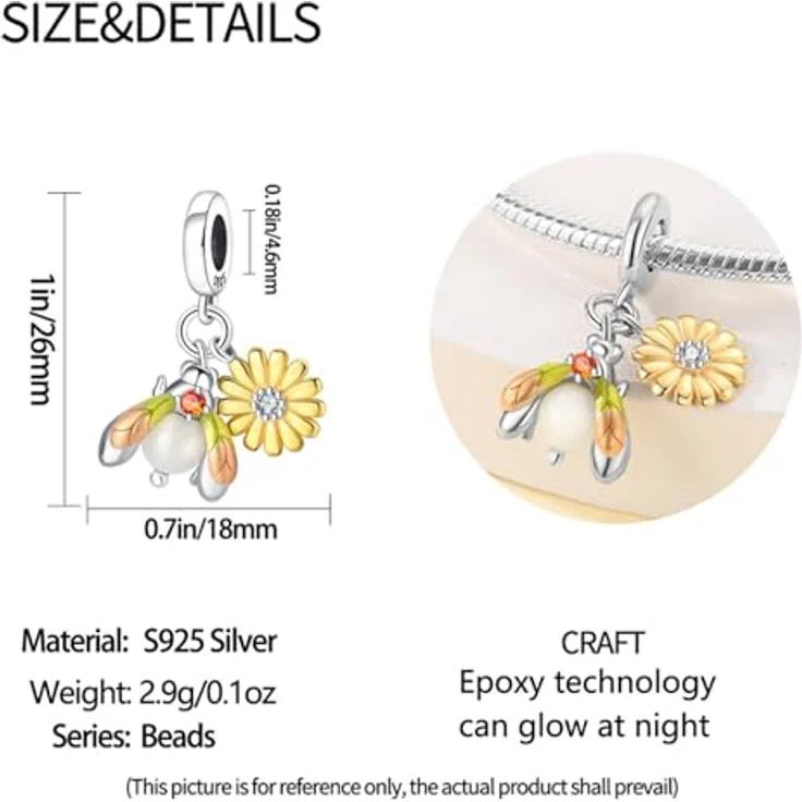 HappyStar Charms Anhänger Silber 925, Red Glow-in-the-Dark Beads Charm, kompatibel mit europäischen Armbändern und Halsketten für Frauen – Bild 4