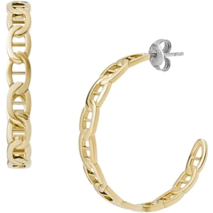 Fossil Damen Ohrringe aus goldfarbenem Edelstahl, Poliertes Finish mit Pfostenverschluss – Bild 3