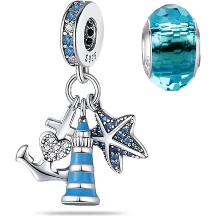 HappyStar Charms Anhänger Silber 925, Roter Charm Anhänger mit Zirkonen, kompatibel mit europäischen Armbändern und Halsketten für Frauen