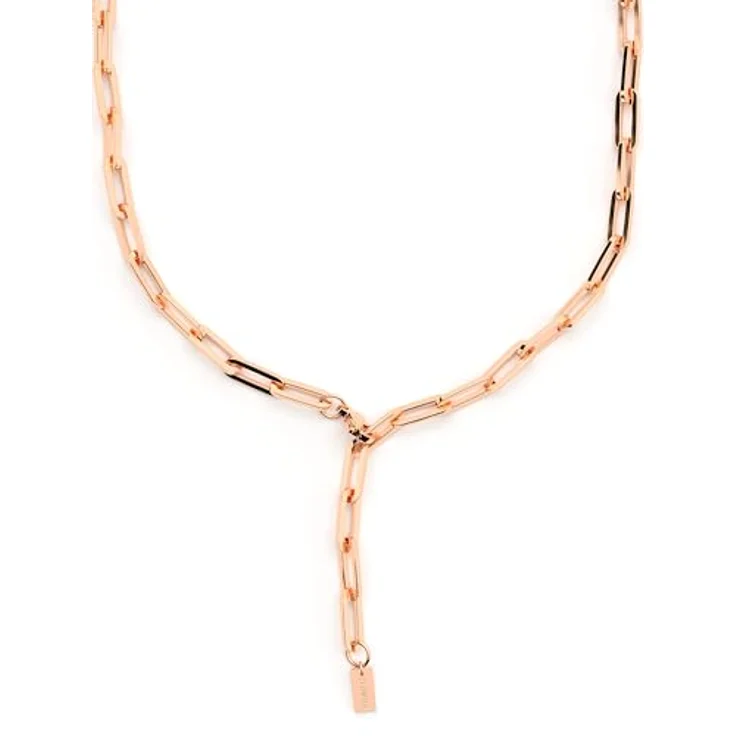 THIORA 'Island Links' Y-Kette Roségold, Damen Halskette aus Edelstahl mit 18kt Rosé Gold-Beschichtung, anpassbare Länge – Bild 1