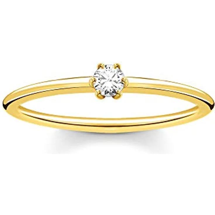 THOMAS SABO Damenring TR2312-414-14-52, vergoldetes Silber mit weißem Stein, 925 Sterling Silber